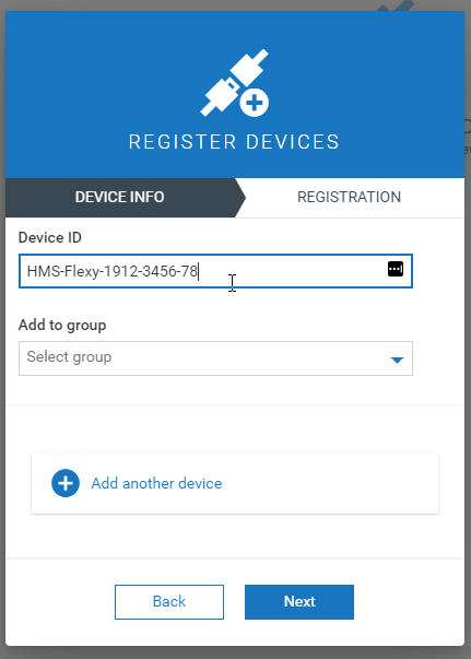 Registration Page Device ID Entry