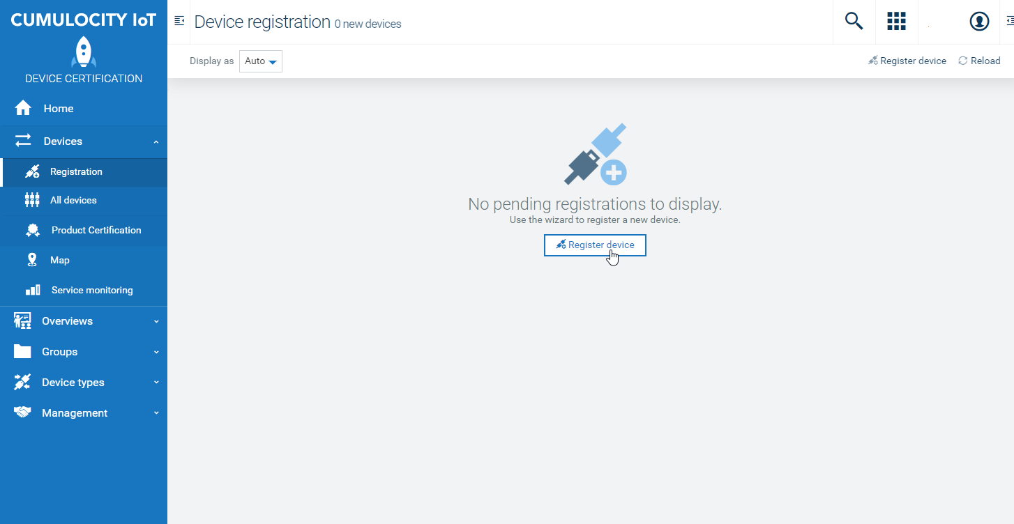 Registration Page Register Device Button